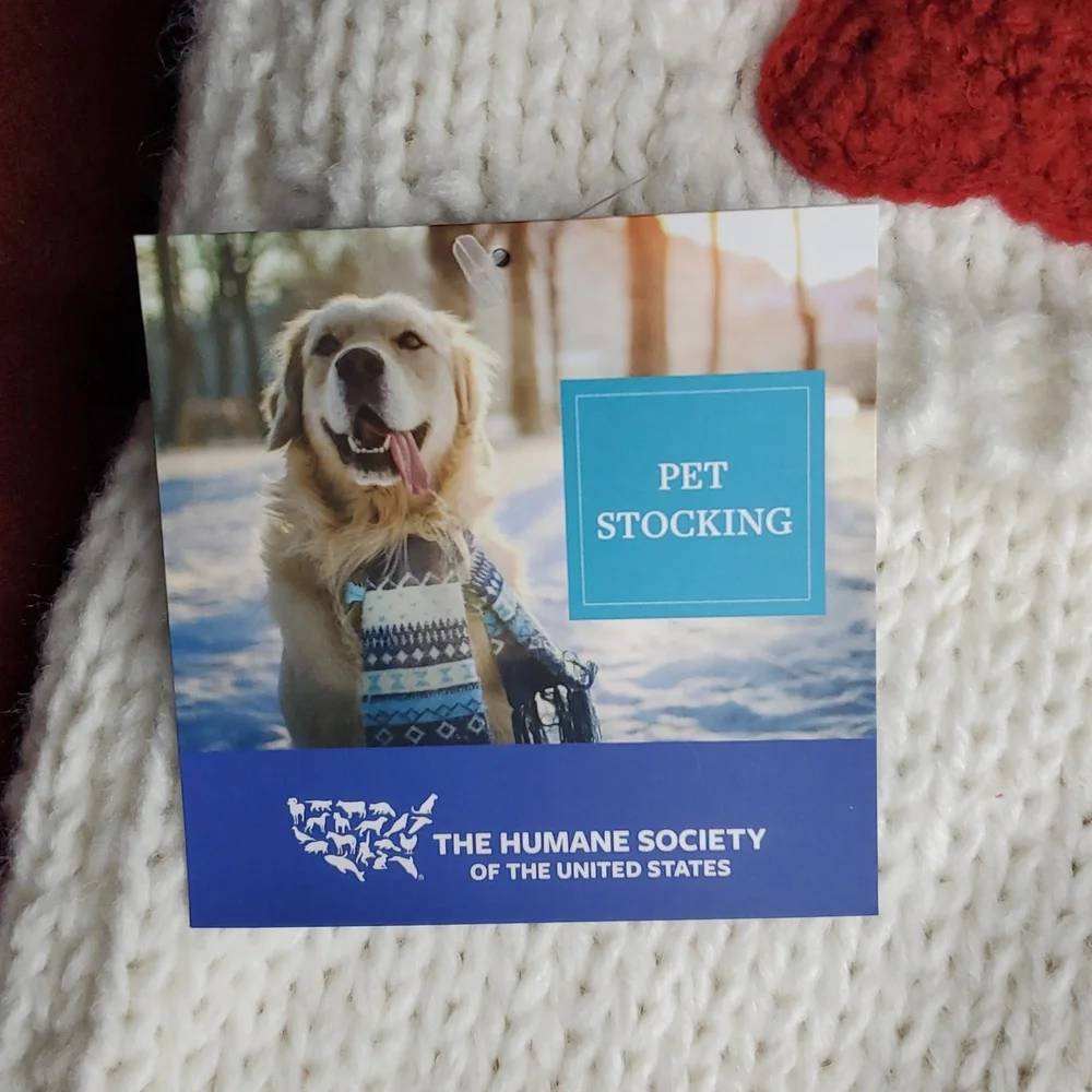 Soft‎ Knit Christmas Stocking with Red Paw Print